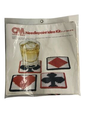 Vintage Columbia-Minerva Needlepoint Idea Kit – Playing Card Suit Drink Mats